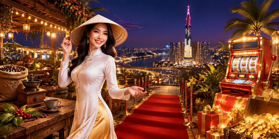 Người chơi slot game tại Hồ Chí Minh đội nón lá truyền thống