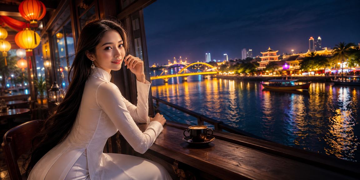 Cô gái mặc áo dài trải nghiệm casino giải trí tại Sài Gòn